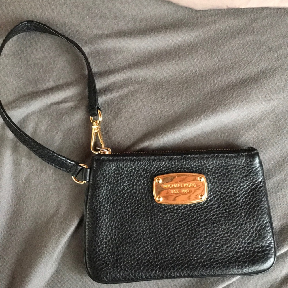Michael Kors black leather wristlet